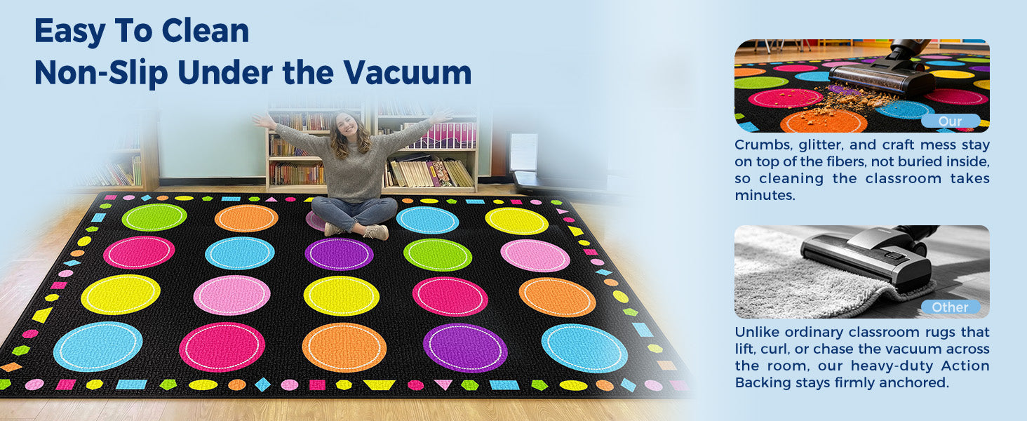 20-Seat Macaron Dot Classroom Rug classroom rug scene image 1