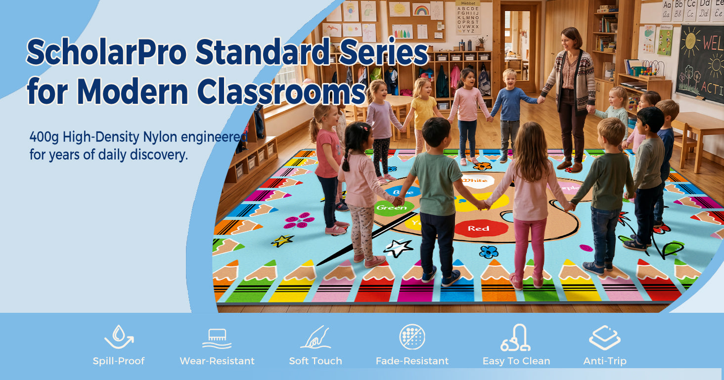 Colorful Crayons Classroom Rug classroom rug scene image 1