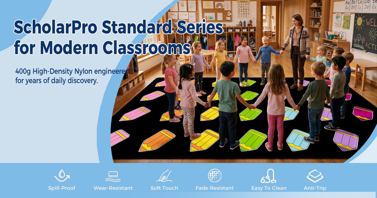 Colorful Pencil Classroom Rug classroom rug scene image 1