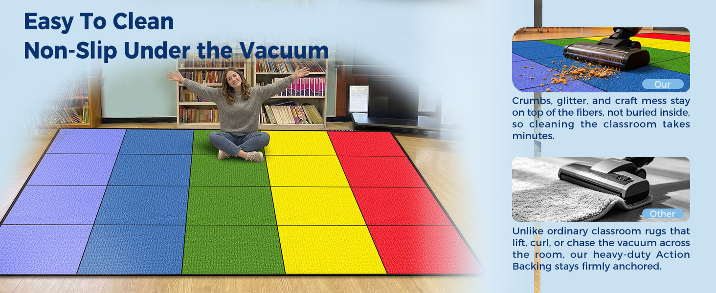 20-Seat Five-Color Grid Classroom Rug classroom rug scene image 1