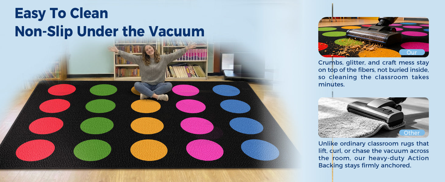 20-Seat Color Dot Classroom Rug classroom rug scene image 1