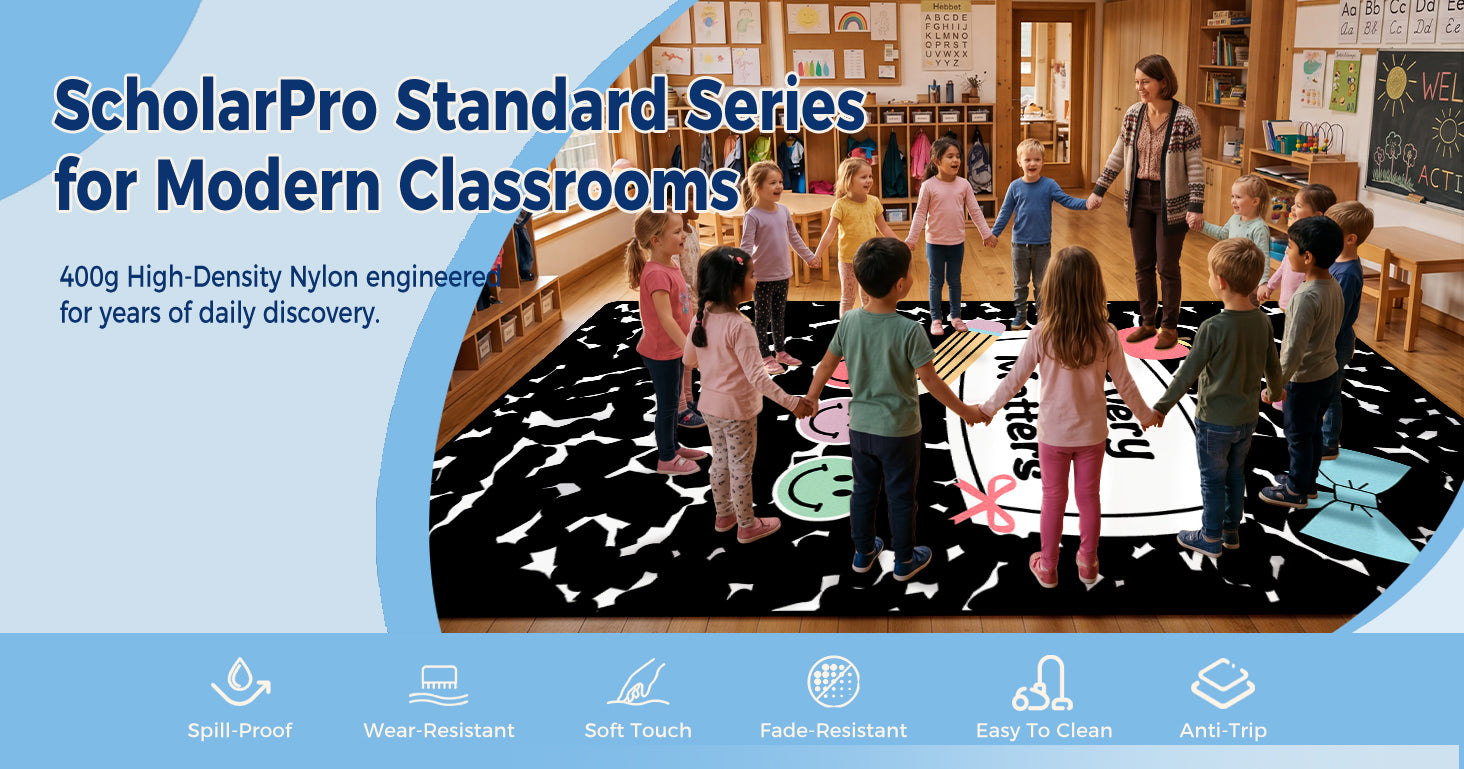 Cow Print Reading Classroom Rug classroom rug scene image 1