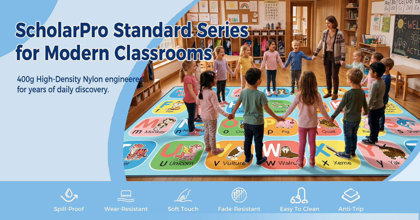 Color Block Animal Alphabet Classroom Rug classroom rug scene image 1