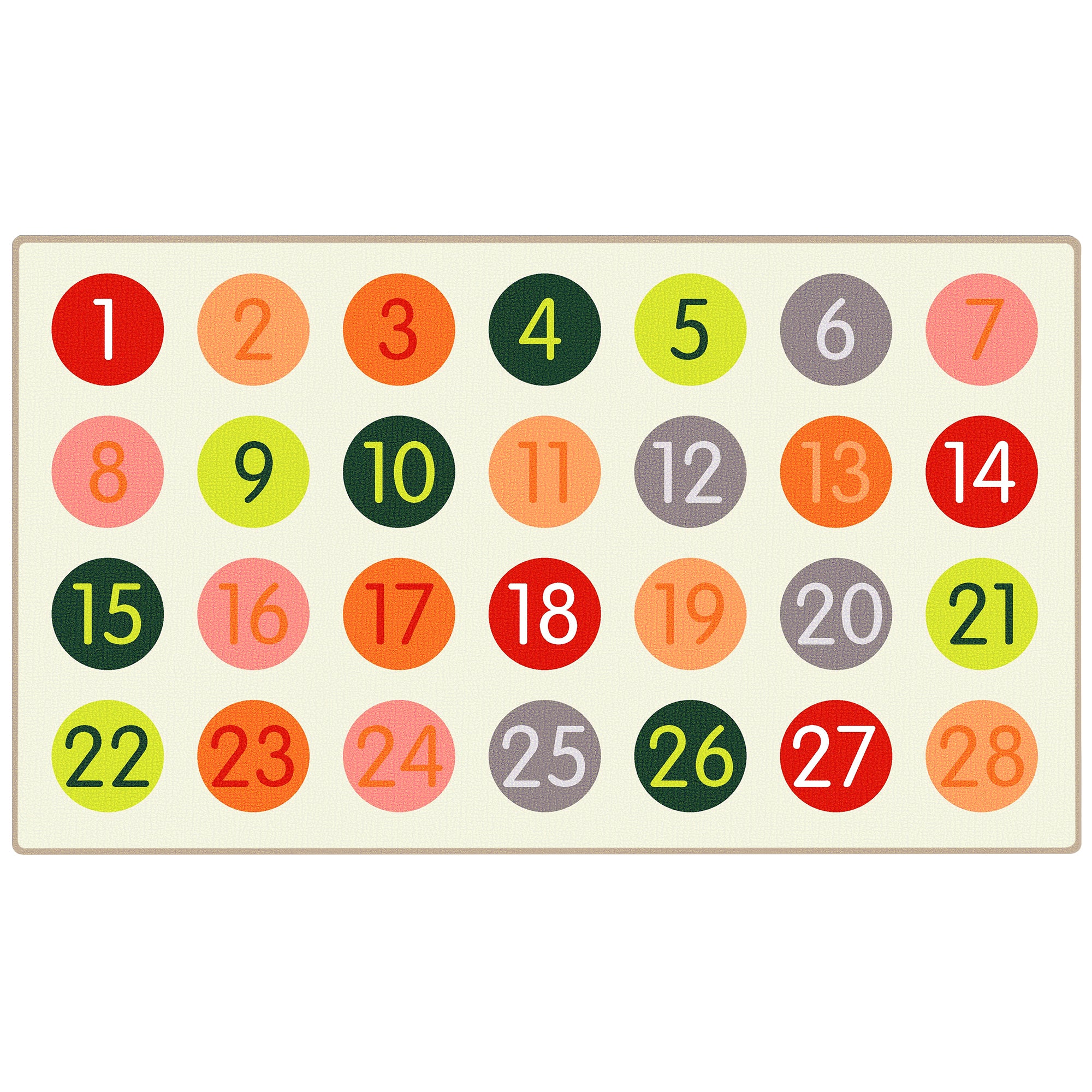 Boho Number Classroom Rug with 28 Sit Spots