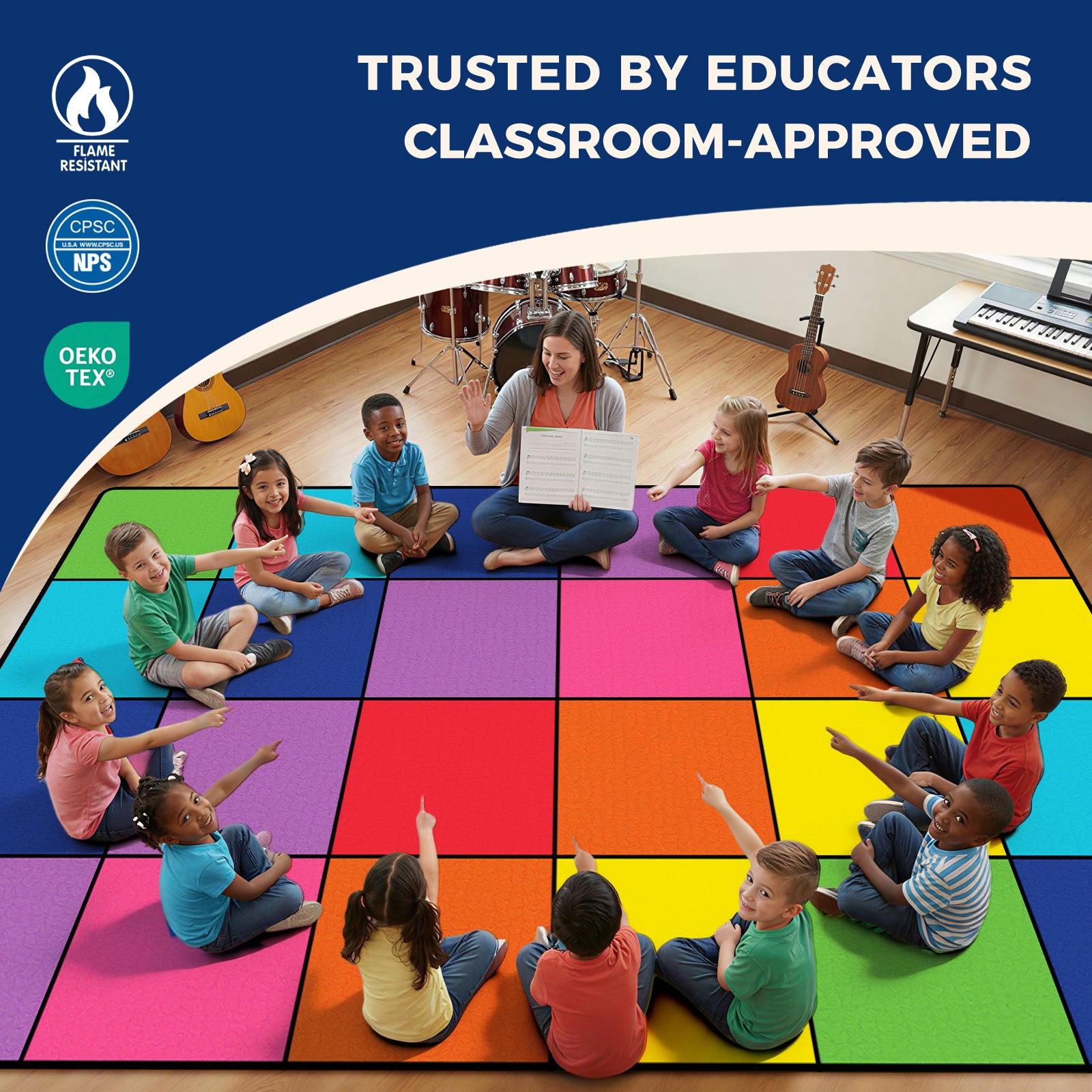 Color Block Classroom Rug