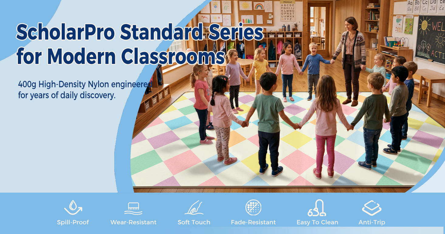 Pastel Diamond Classroom Rug classroom rug scene image 1