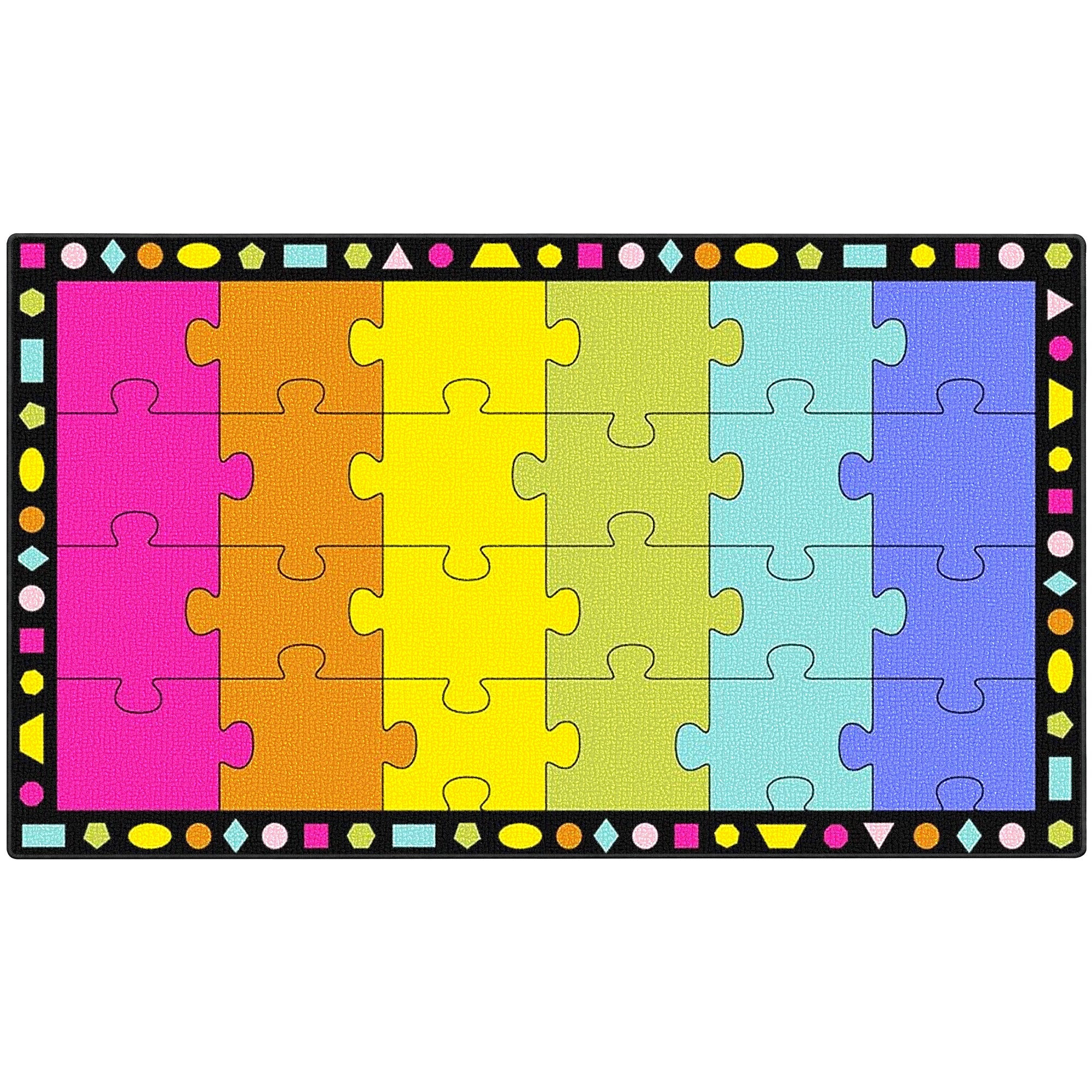 Colorful Puzzle Classroom Seating Rug