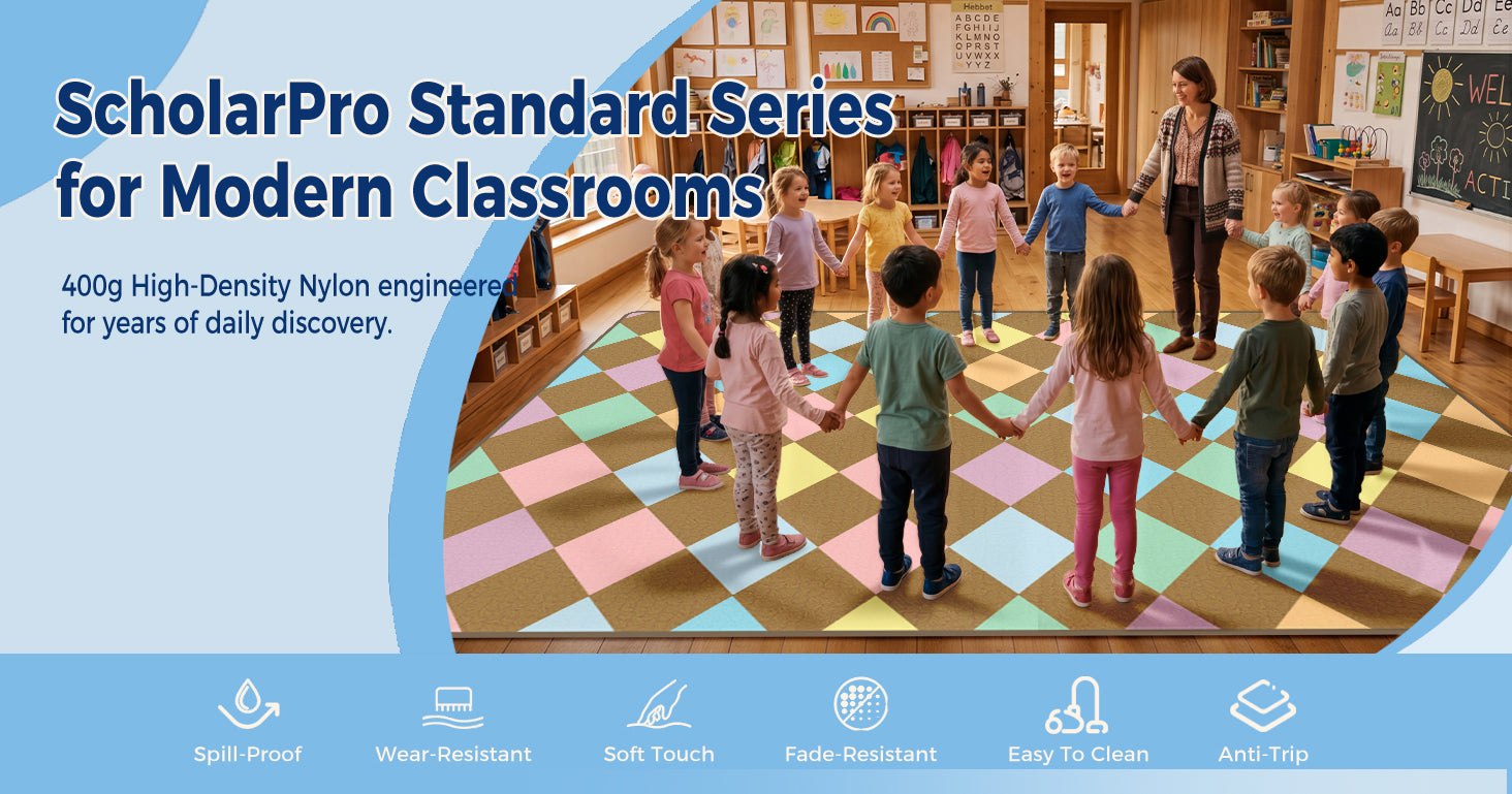 Pastel Argyle Classroom Rug classroom rug scene image 1