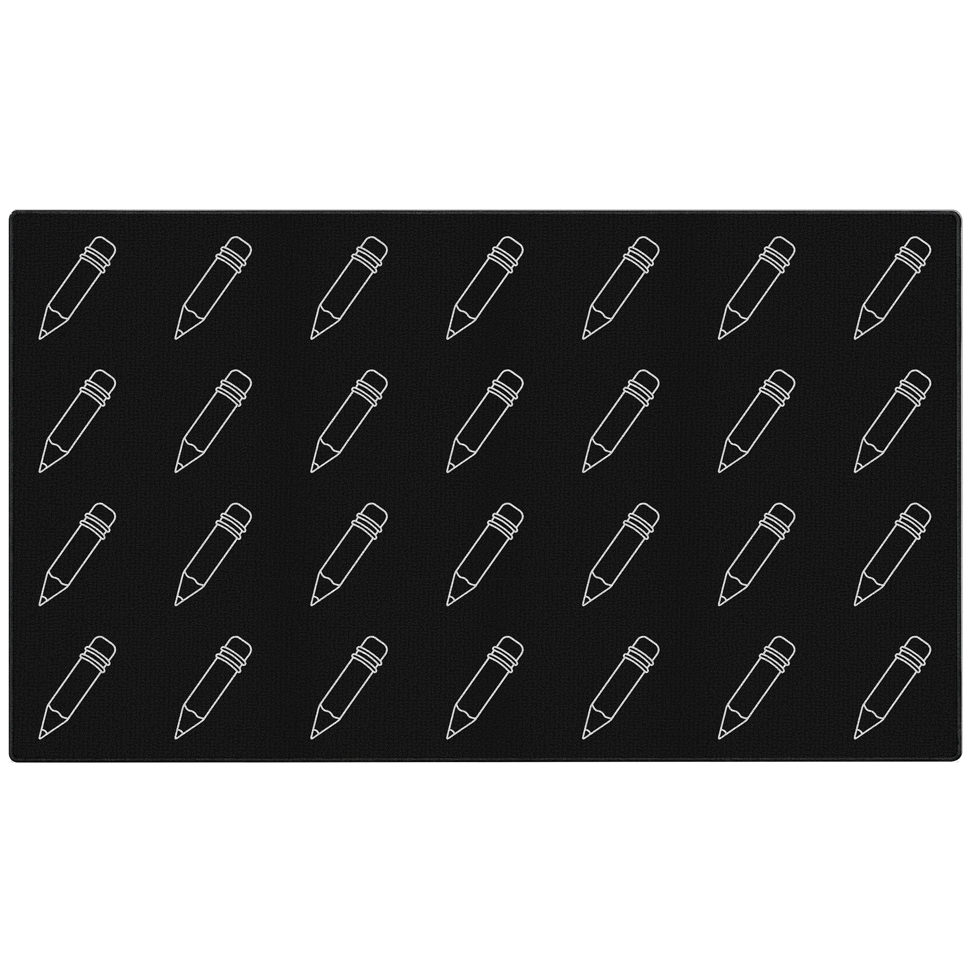 Black and White Pencil Classroom Rug