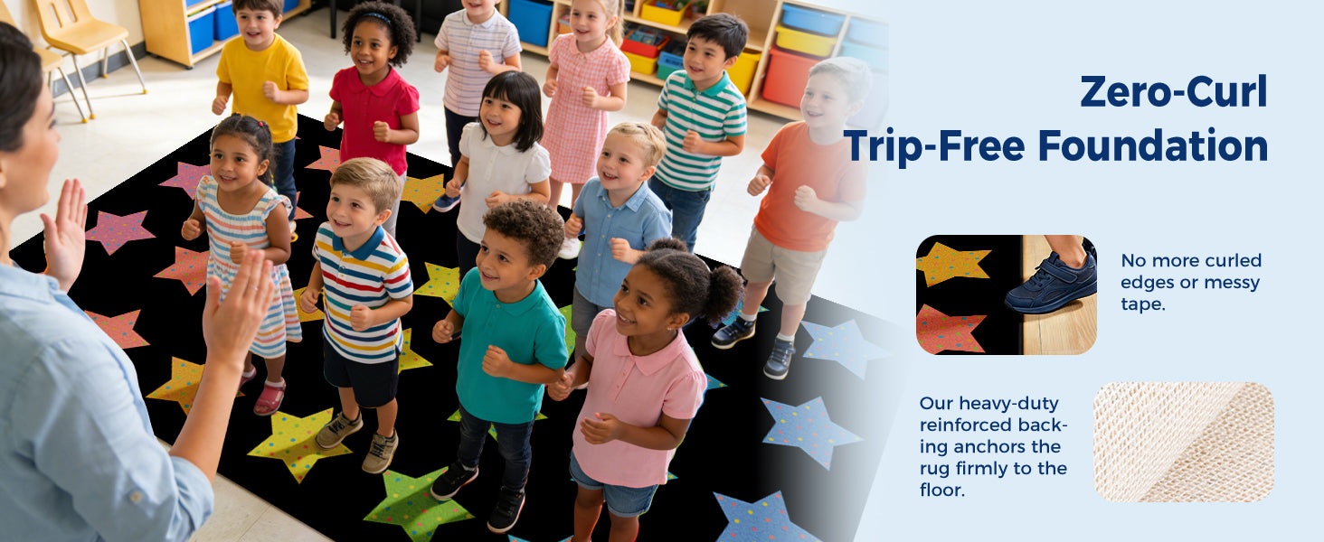 Colorful Star Classroom Rug classroom rug scene image 4