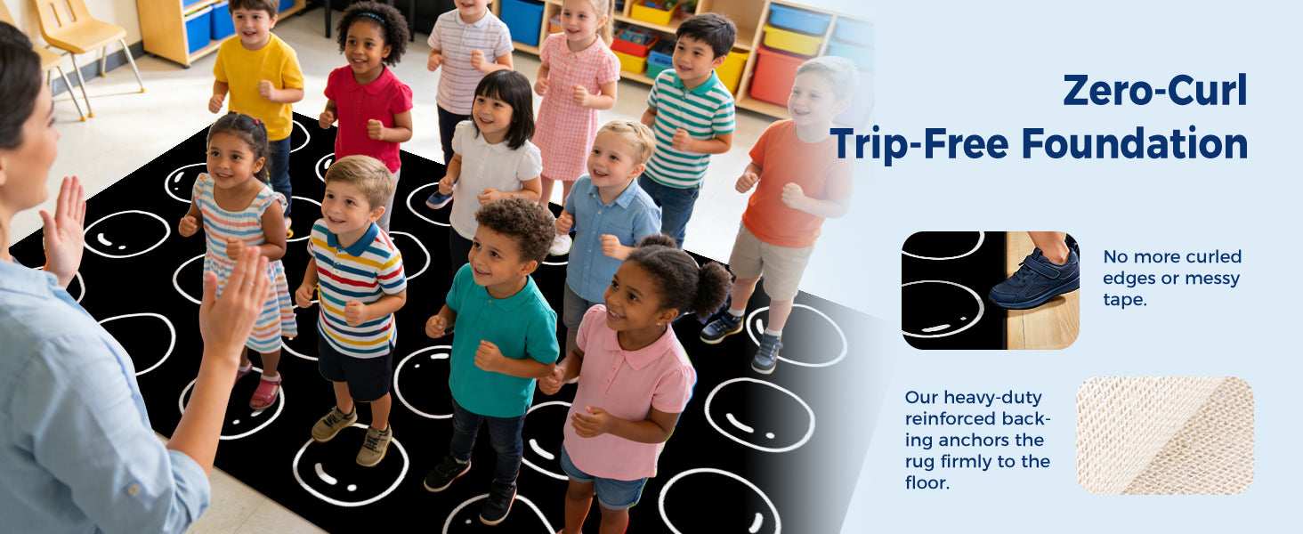 Black Bubble Classroom Rug classroom rug scene image 4