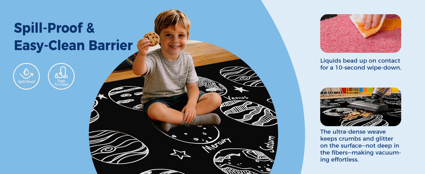 Black & White Planet Classroom Rug classroom rug scene image 5