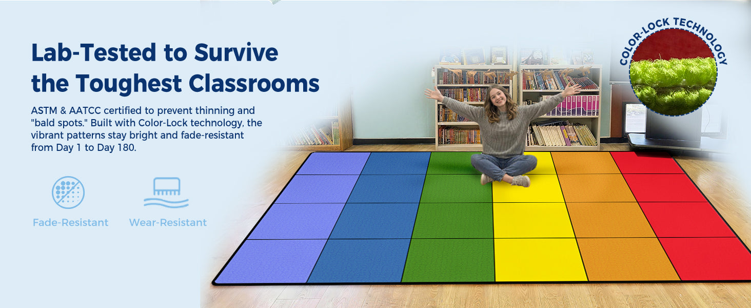 Rainbow Classroom Rug classroom rug scene image 6