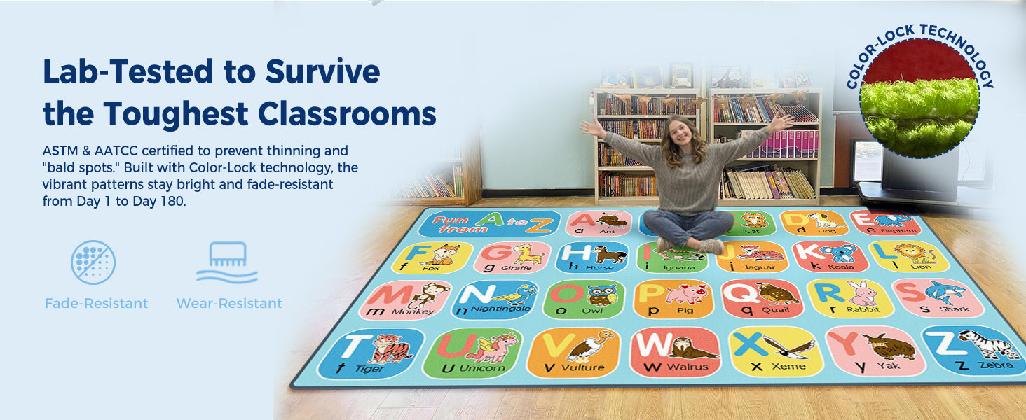 Color Block Animal Alphabet Classroom Rug classroom rug scene image 6