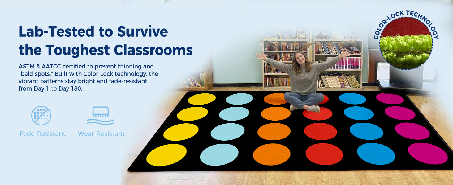 Multi-Color Circles Classroom Seating Rug classroom rug scene image 6