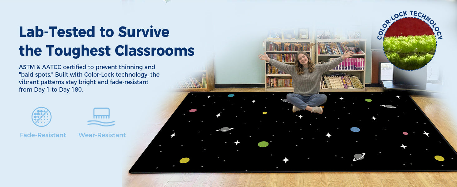 Black Space Classroom Rug classroom rug scene image 6