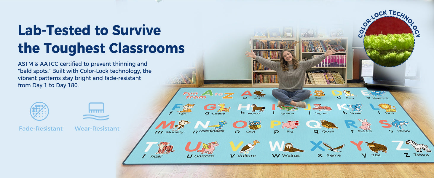 A to Z Animal Classroom Rug classroom rug scene image 6