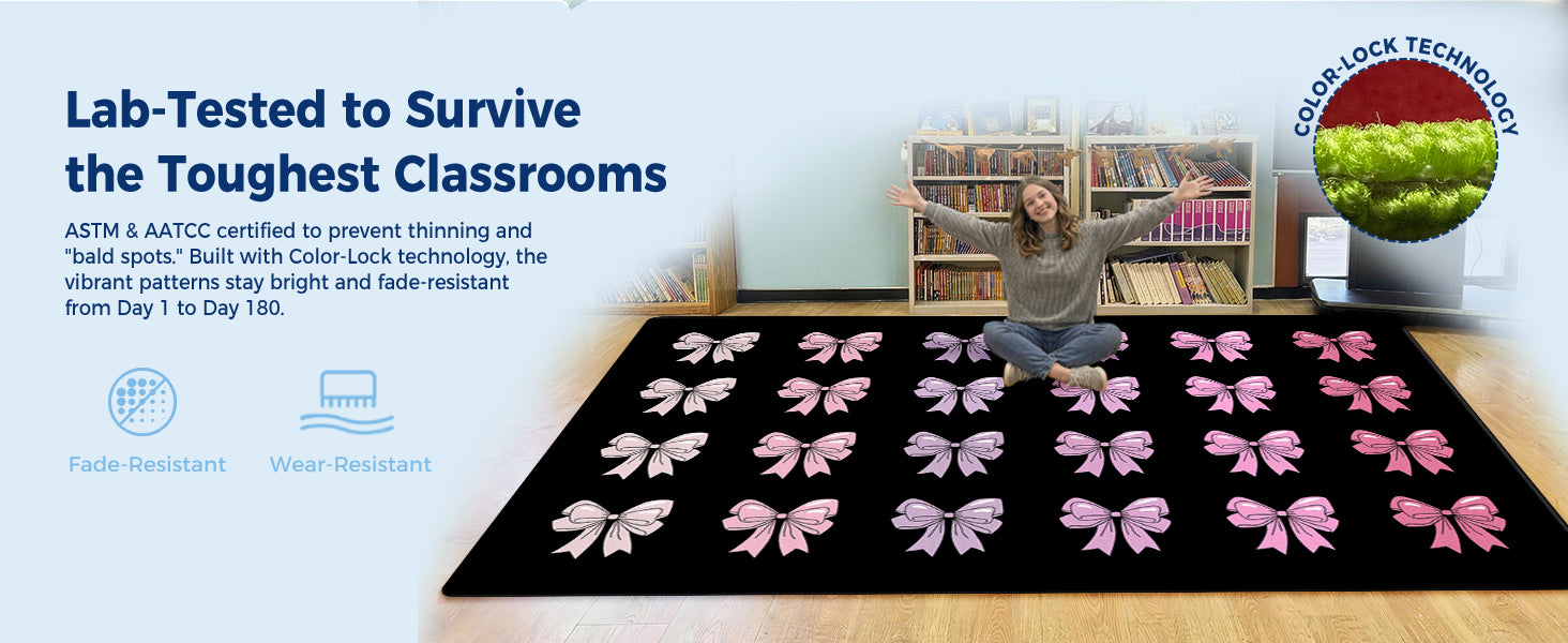 Pink Bow Classroom Rug classroom rug scene image 6