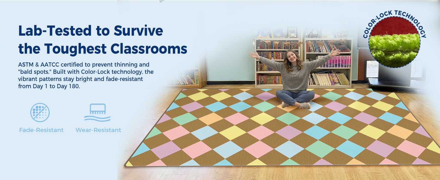 Pastel Argyle Classroom Rug classroom rug scene image 6