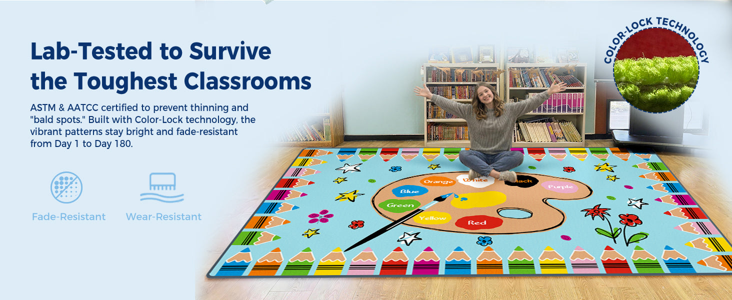 Colorful Crayons Classroom Rug classroom rug scene image 6