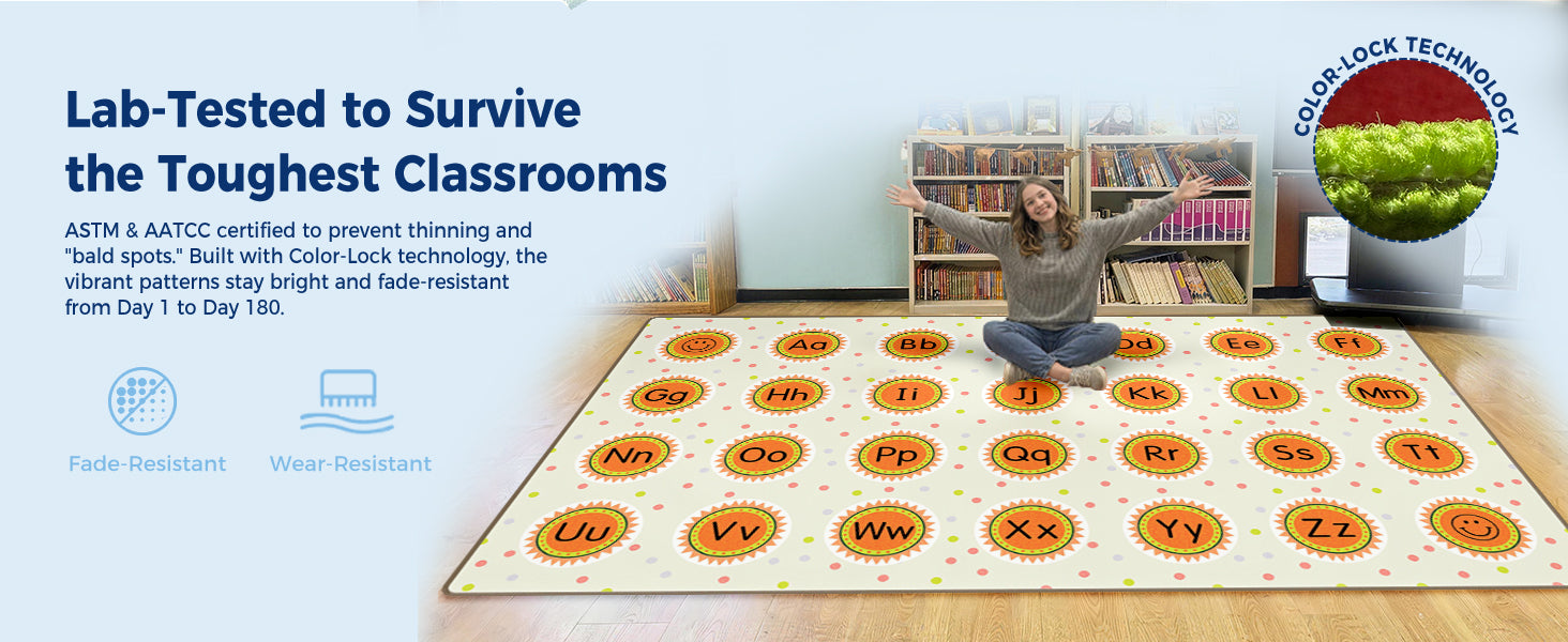 Sunshine Alphabet Classroom Rug classroom rug scene image 6
