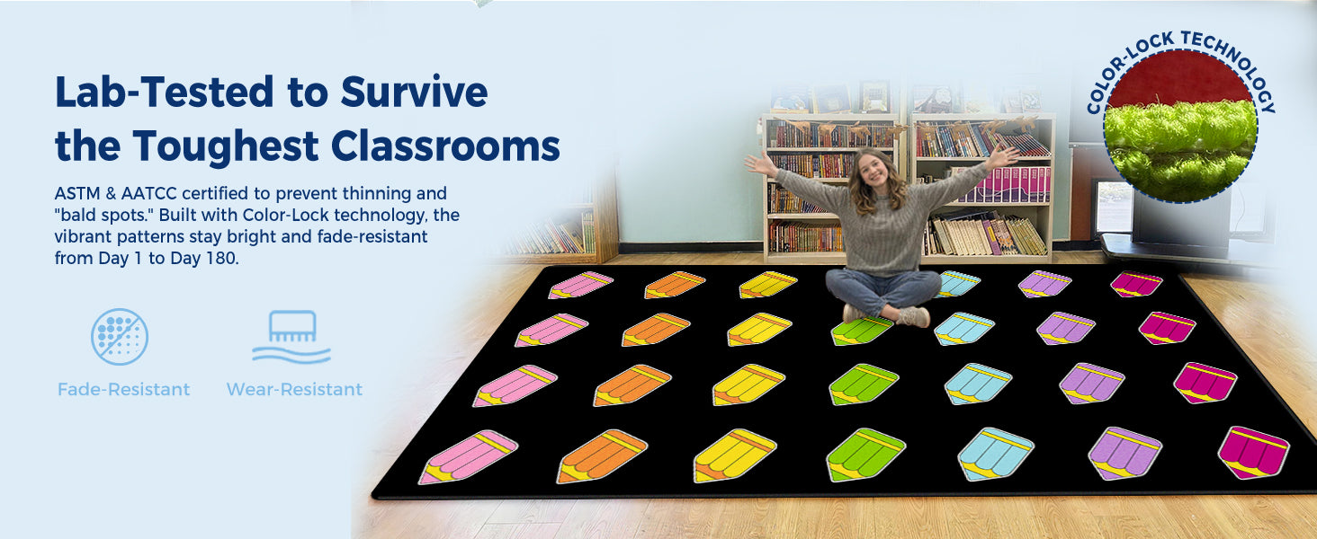 Colorful Pencil Classroom Rug classroom rug scene image 6