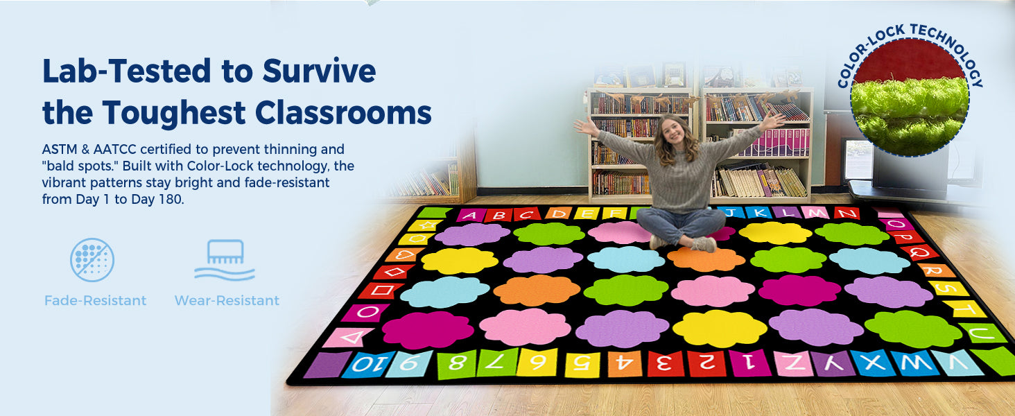 Cloud Alphabet Classroom Rug classroom rug scene image 6