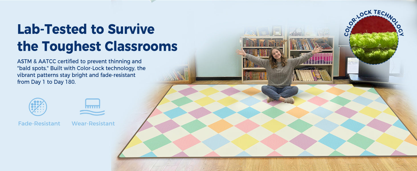 Pastel Diamond Classroom Rug classroom rug scene image 6