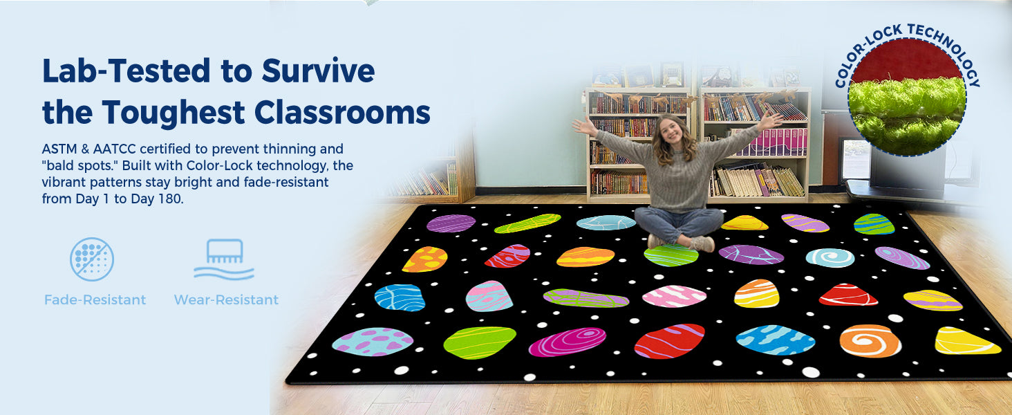 Colorful Pebble Classroom Rug classroom rug scene image 6