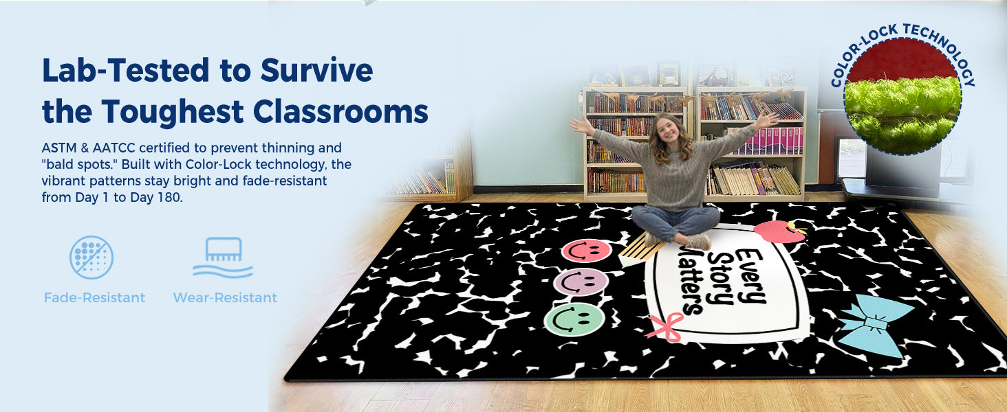 Cow Print Reading Classroom Rug classroom rug scene image 6