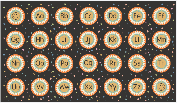 Cool Black Alphabet Classroom Rug