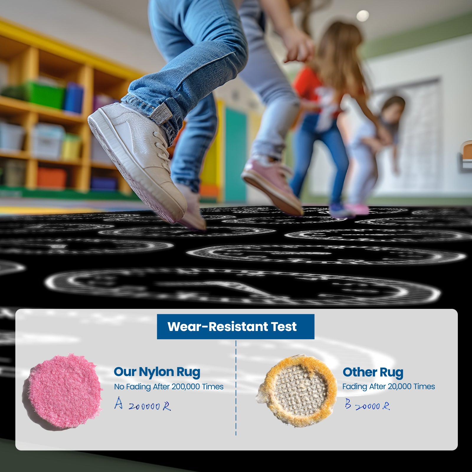 Classroom Rug High-Quality Black White Clock