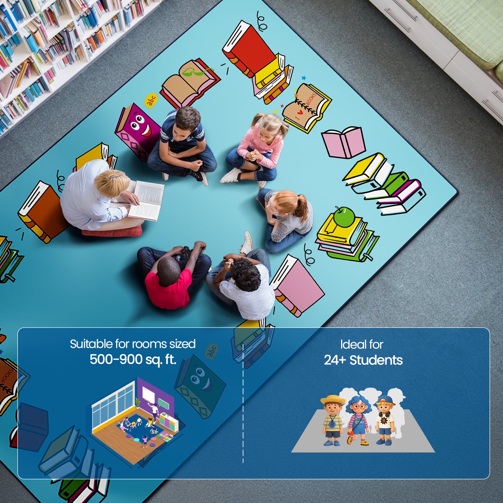 Classroom Rug Stain Resistance Book Reading