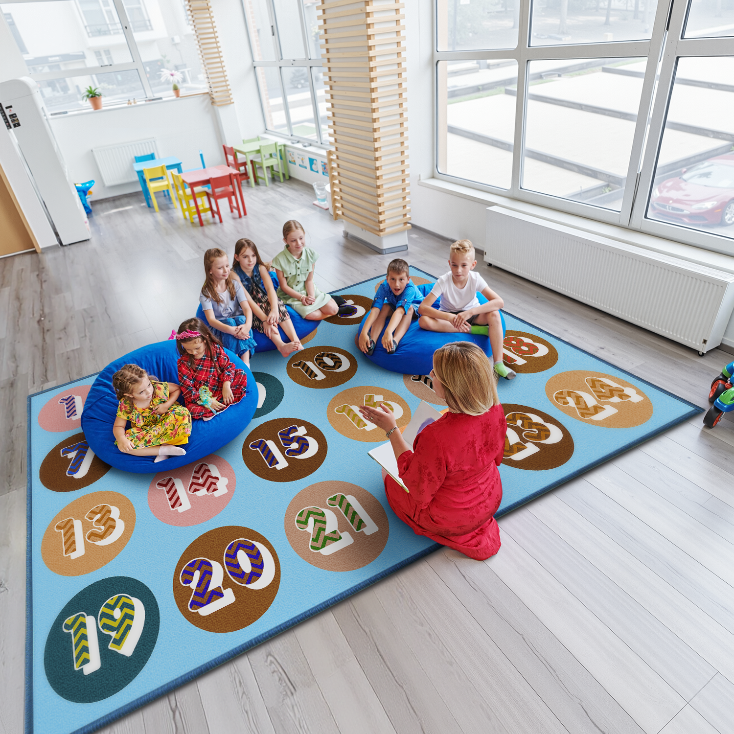 Number-Lite Sit Spots Classroom Rug By Booooom Jackson