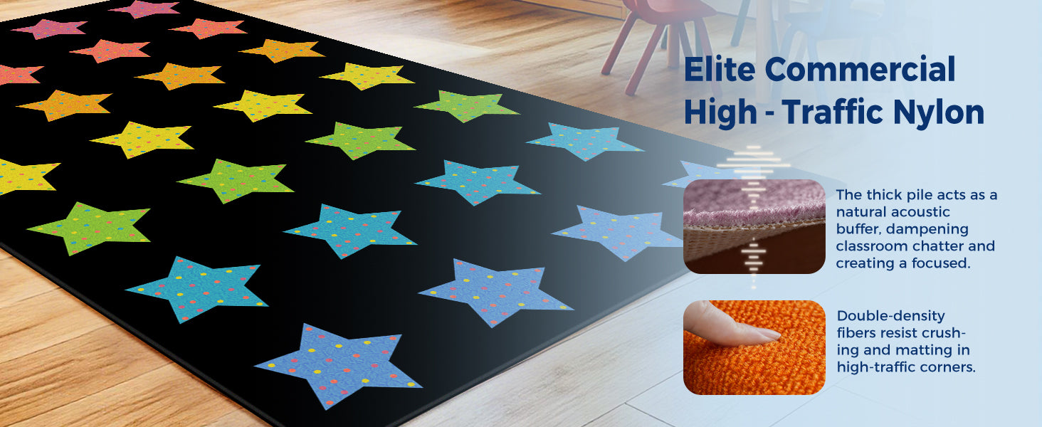 Colorful Star Classroom Rug classroom rug scene image 2