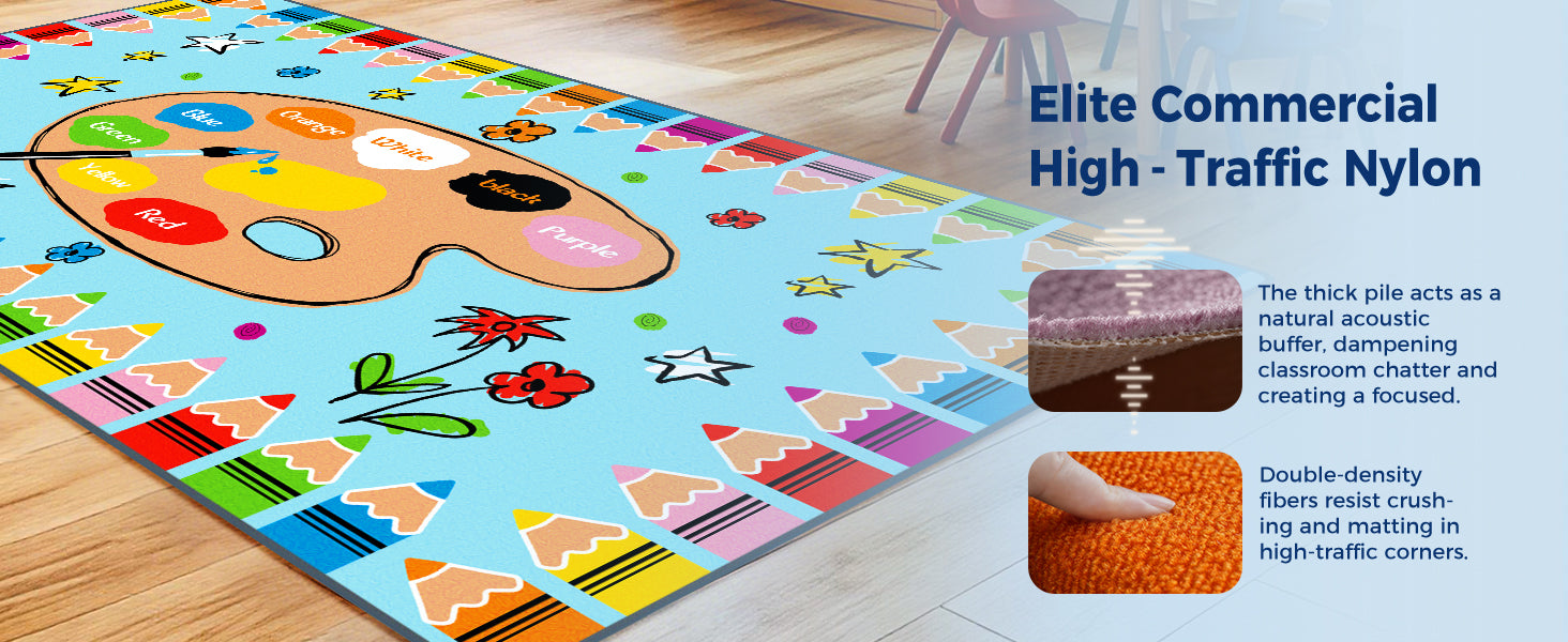 Colorful Crayons Classroom Rug classroom rug scene image 2