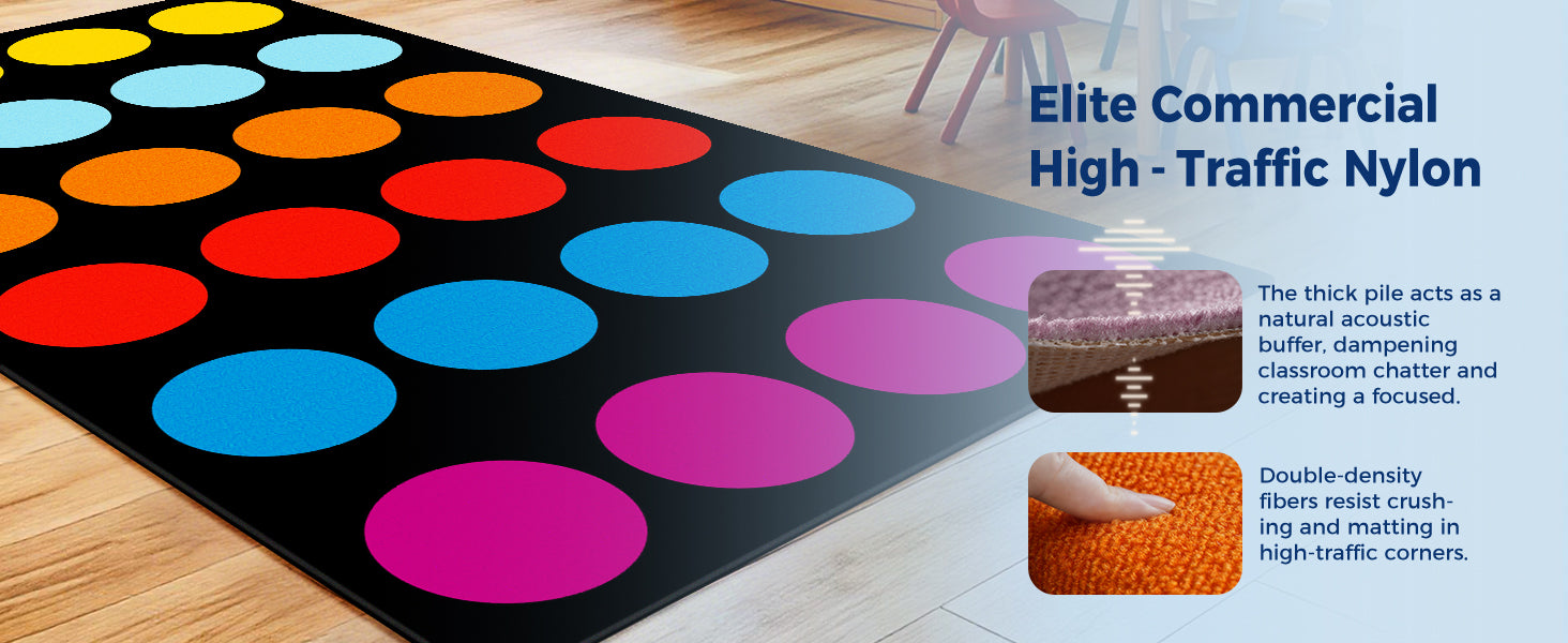 Multi-Color Circles Classroom Seating Rug classroom rug scene image 2