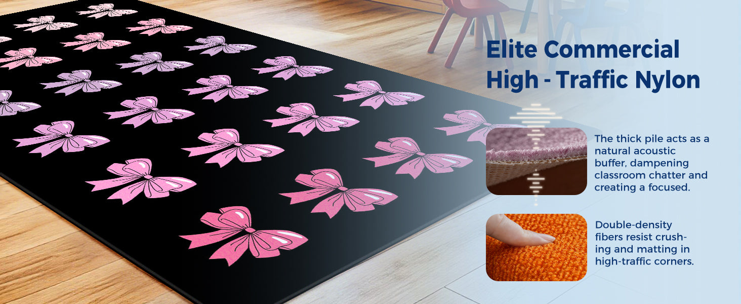 Pink Bow Classroom Rug classroom rug scene image 2