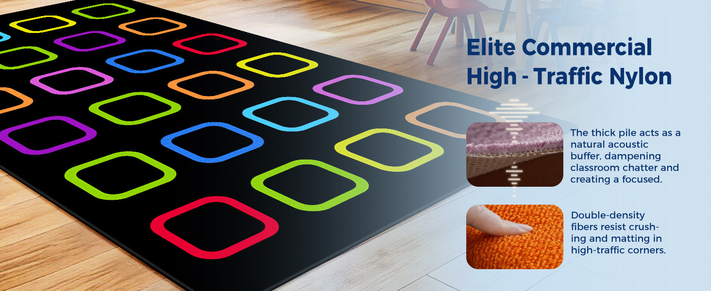 Colorful Squares Classroom Seating Rug classroom rug scene image 2