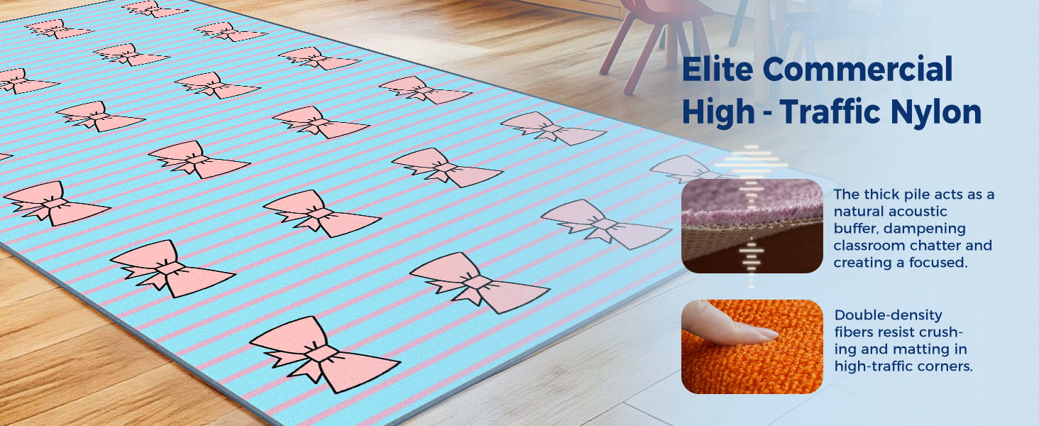 Pastel Bow Classroom Rug classroom rug scene image 6