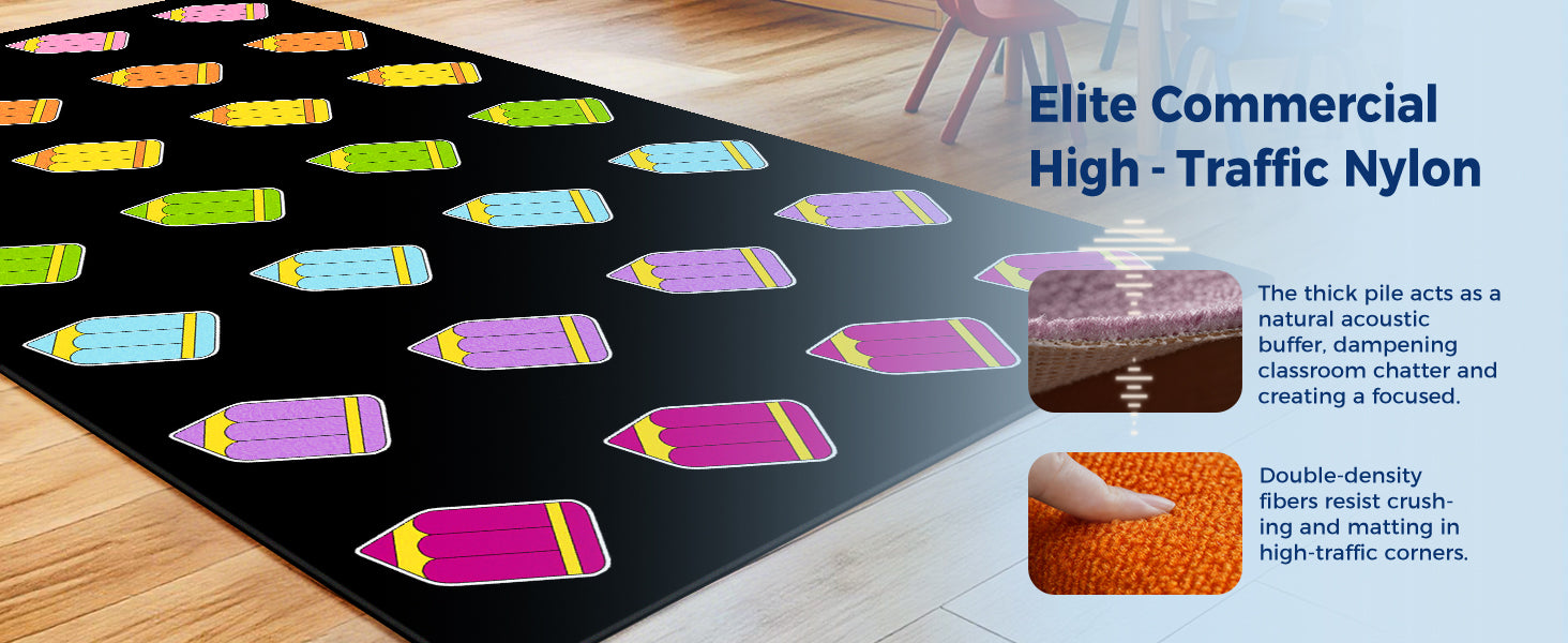 Colorful Pencil Classroom Rug classroom rug scene image 2