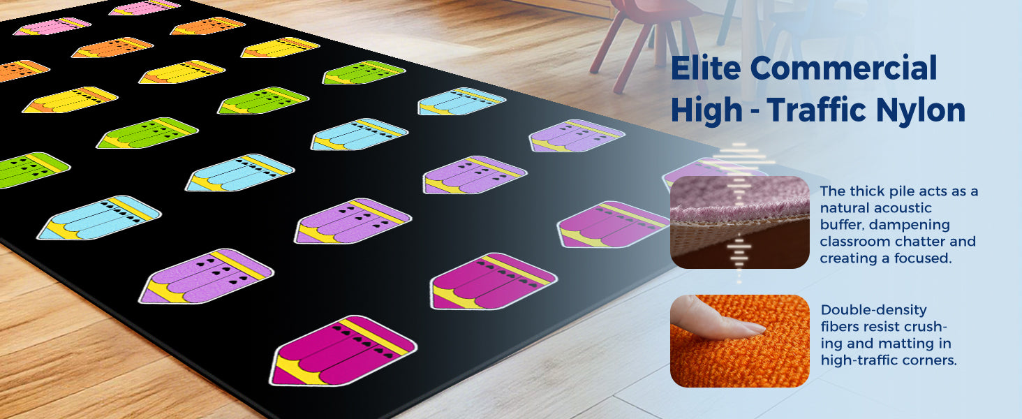Vertical Pencil Classroom Rug classroom rug scene image 2
