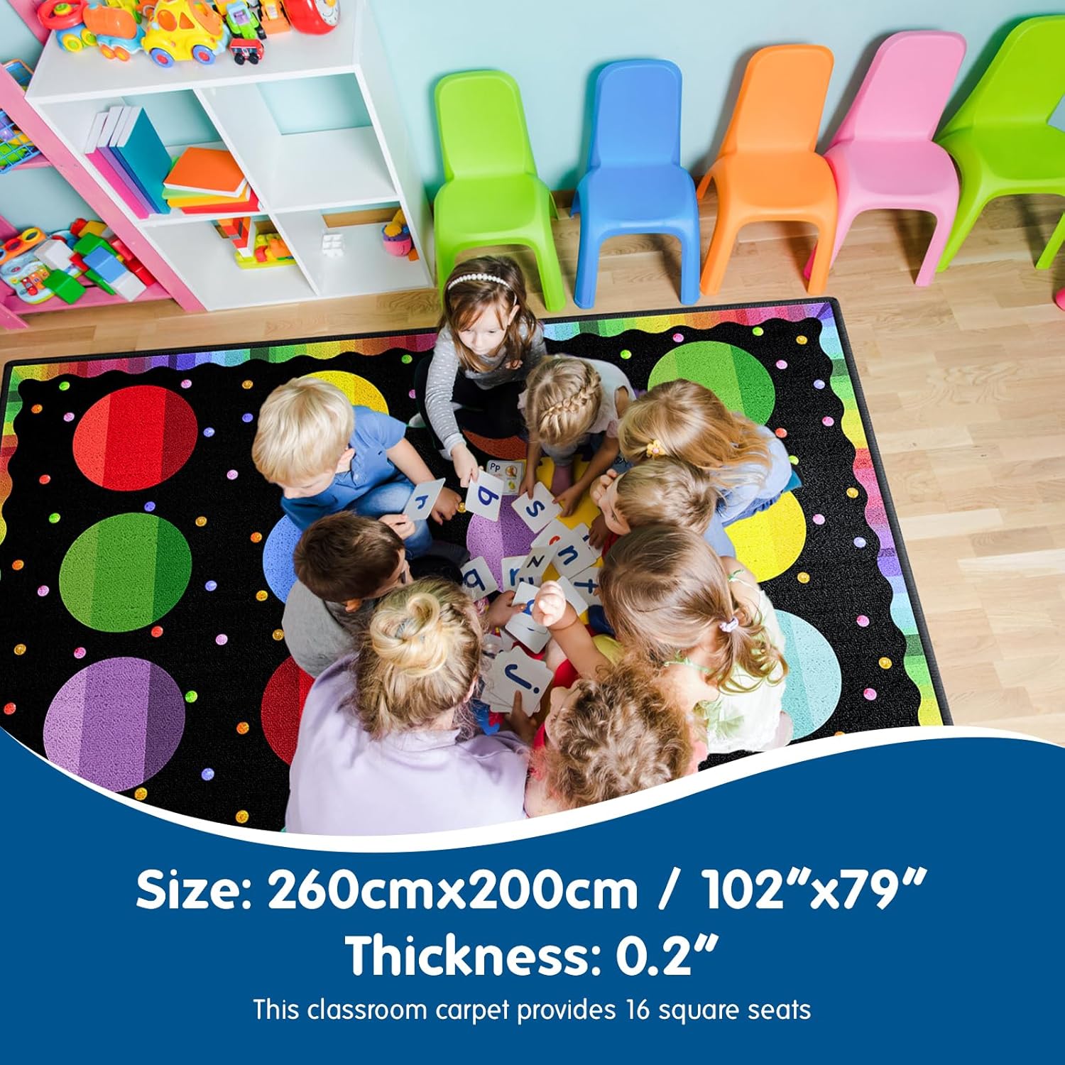 Colorful Gradient Solid Circle Classroom Rug