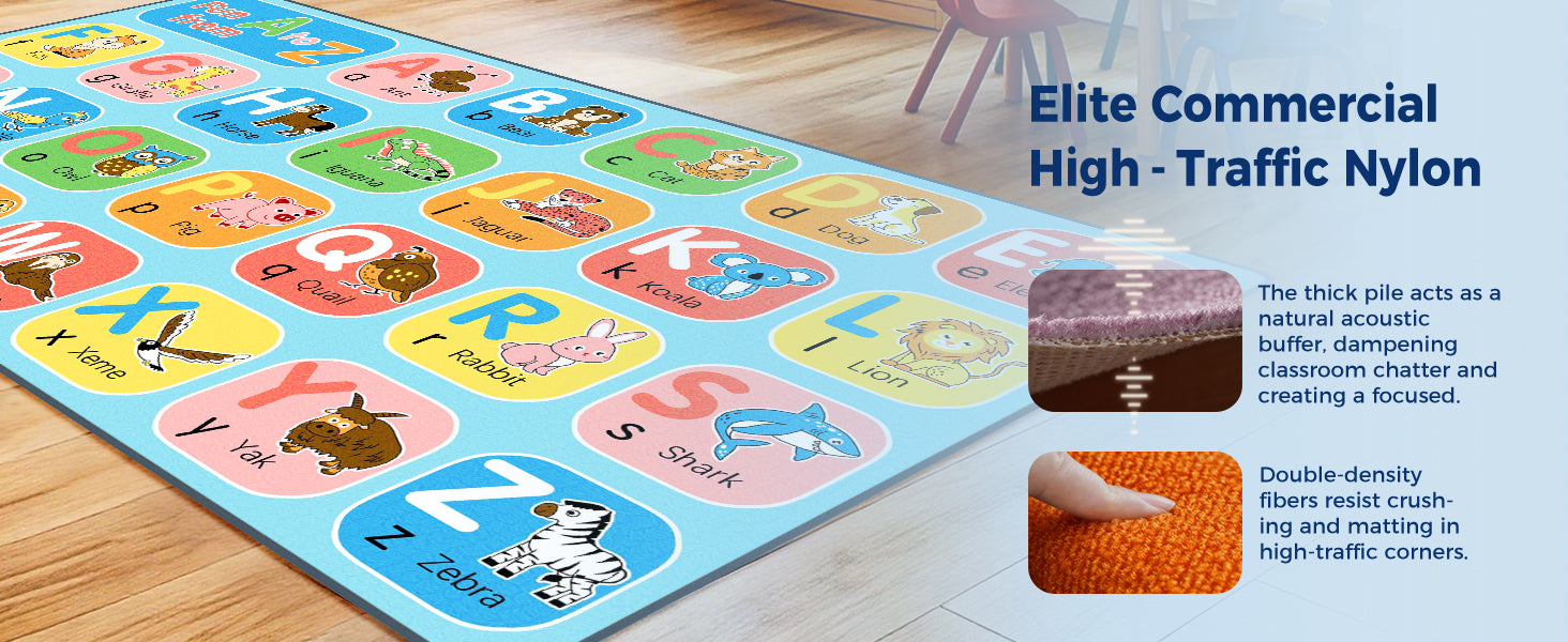 Color Block Animal Alphabet Classroom Rug classroom rug scene image 2