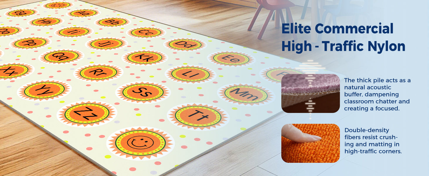 Sunshine Alphabet Classroom Rug classroom rug scene image 2
