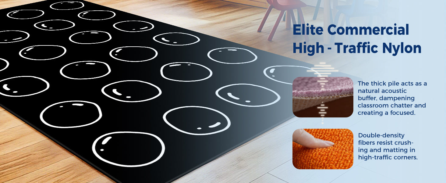 Black Bubble Classroom Rug classroom rug scene image 2