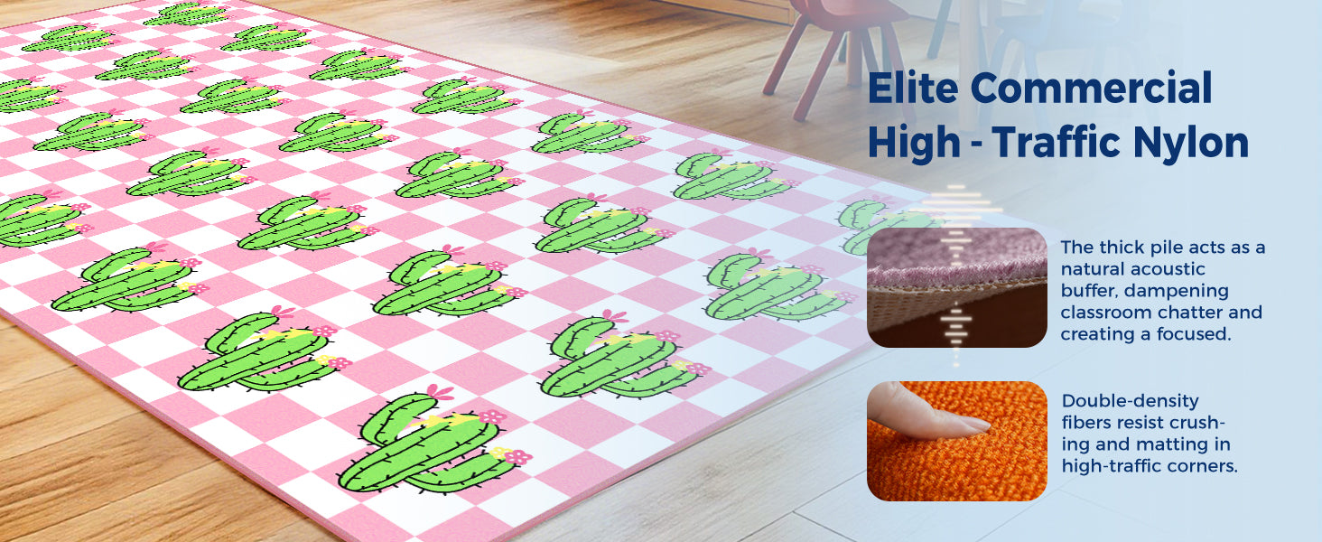 Pink Cactus Classroom Rug classroom rug scene image 2