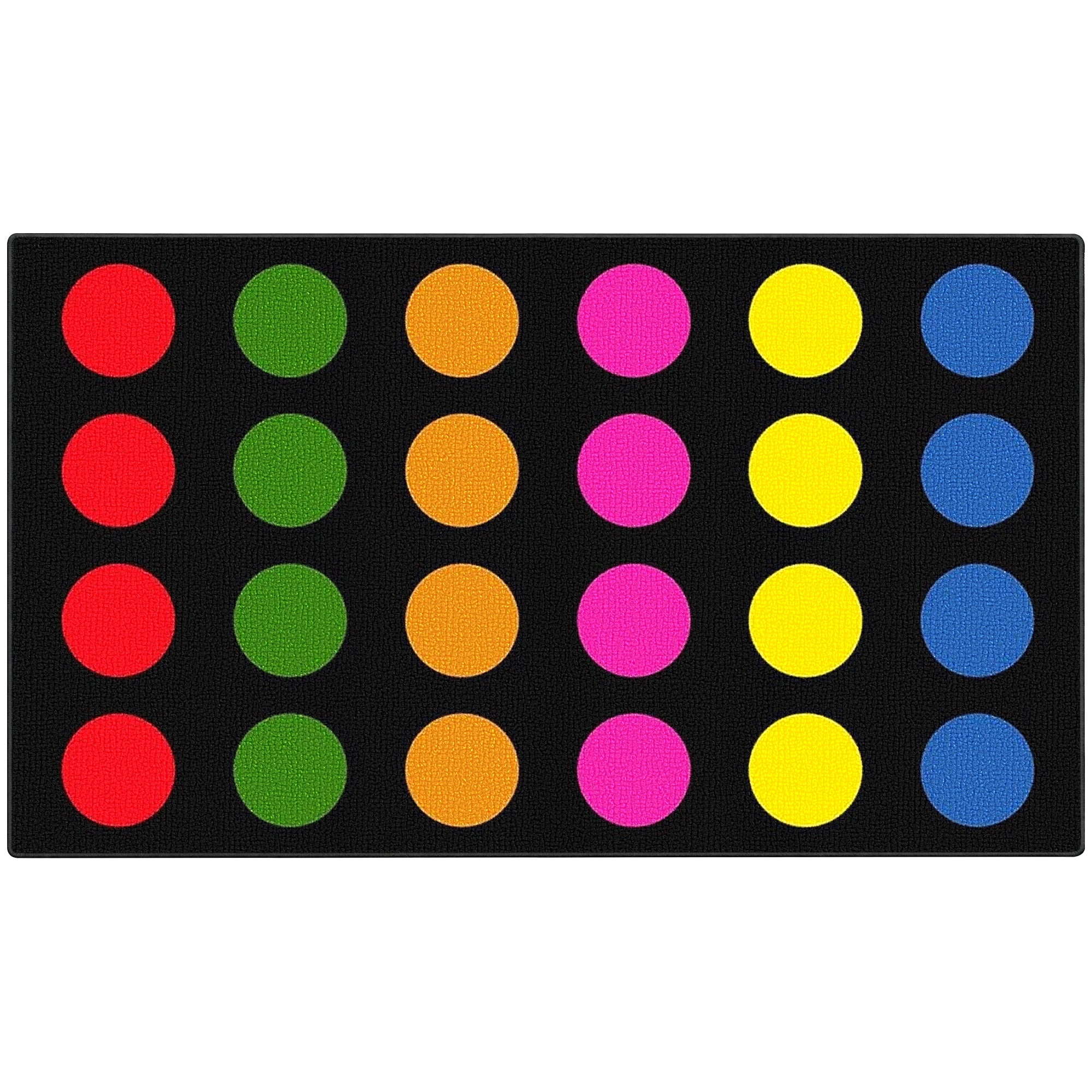 Black Colorful Circle Sit Spots Classroom Rug