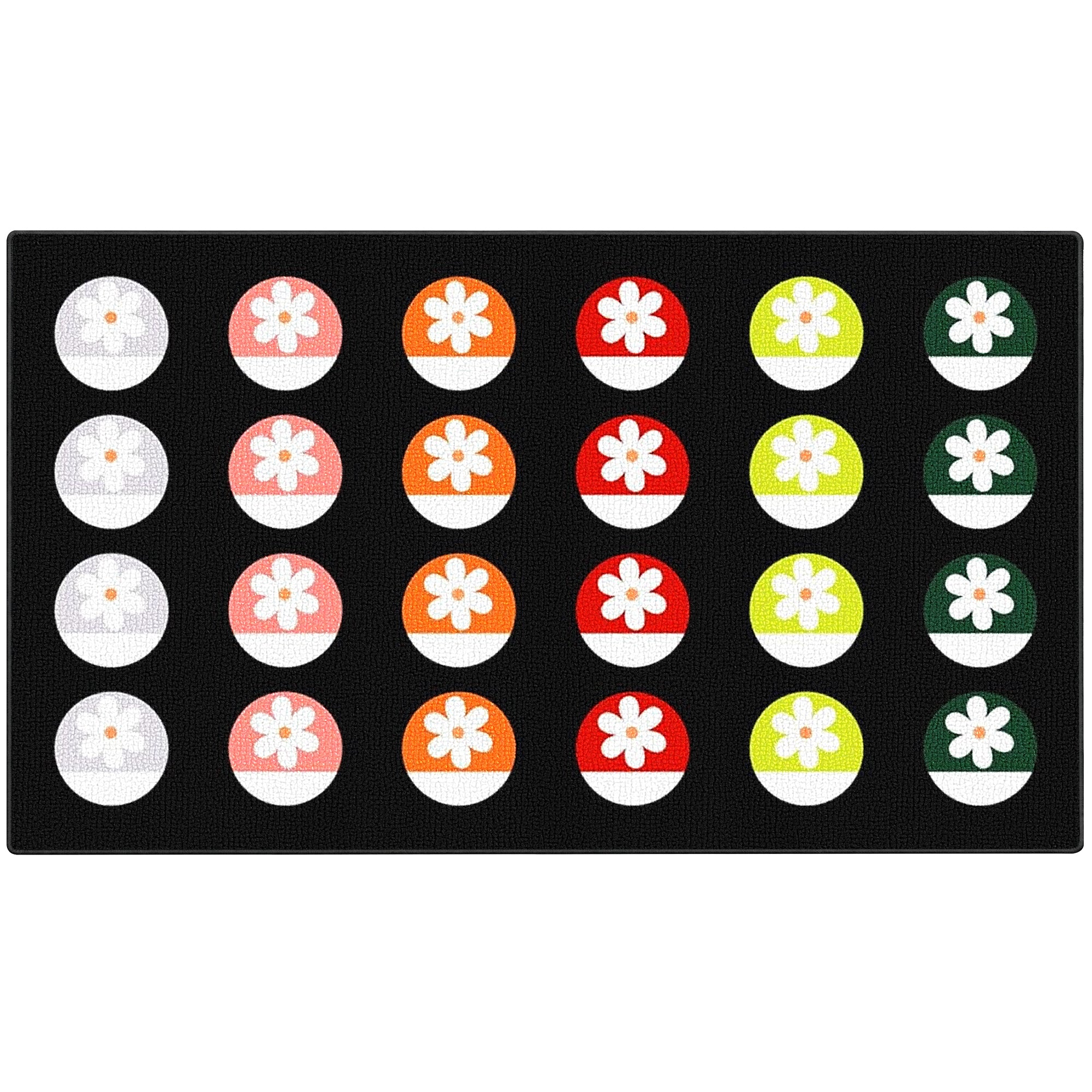 Black Daisy Circle Classroom Rug