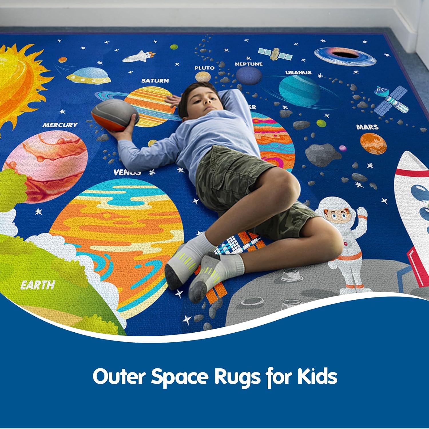 Space Travel Educational Kids Rug